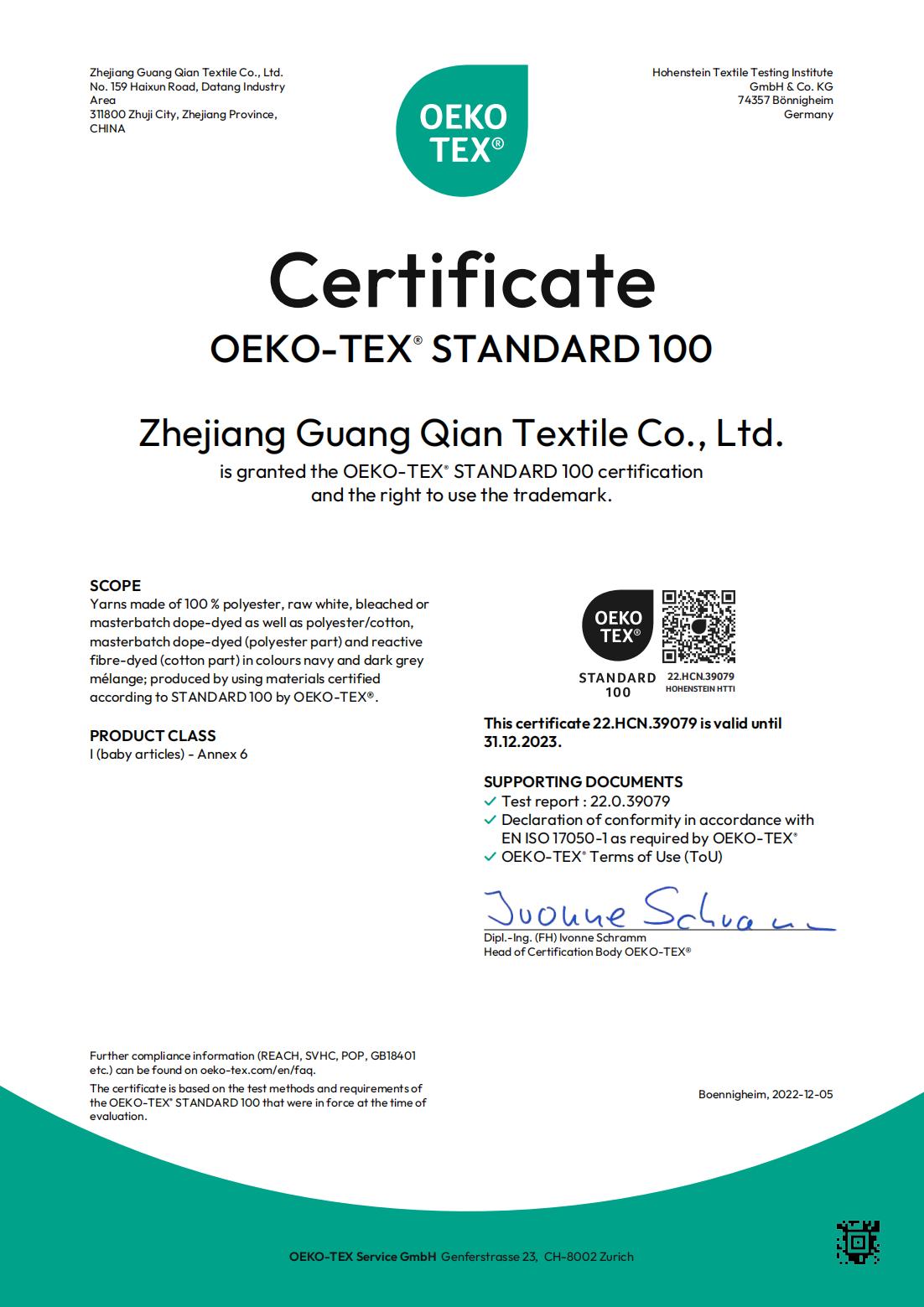 Global OEKO-TEX Certificate